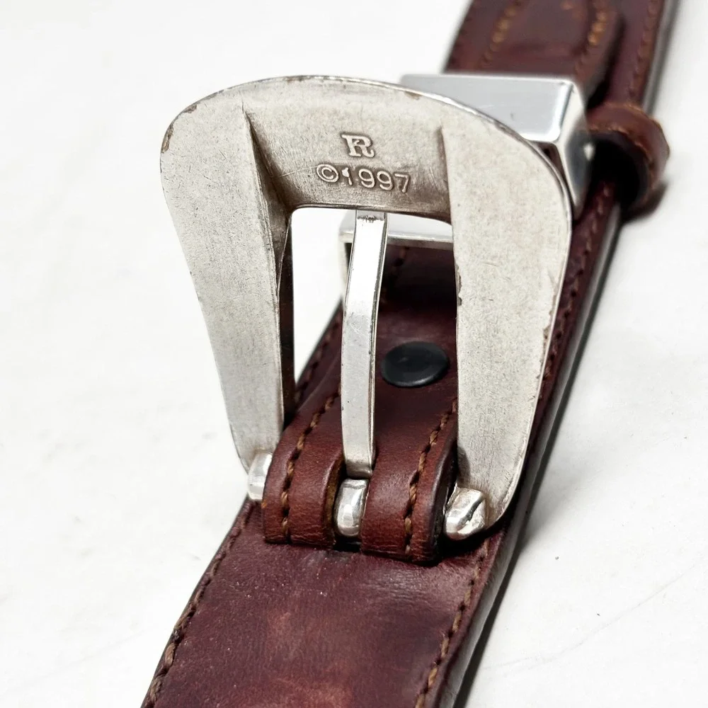 1997 Tony Lama Horsehair Braided Western Leather Ranger Belt Size 40 Silver Tone